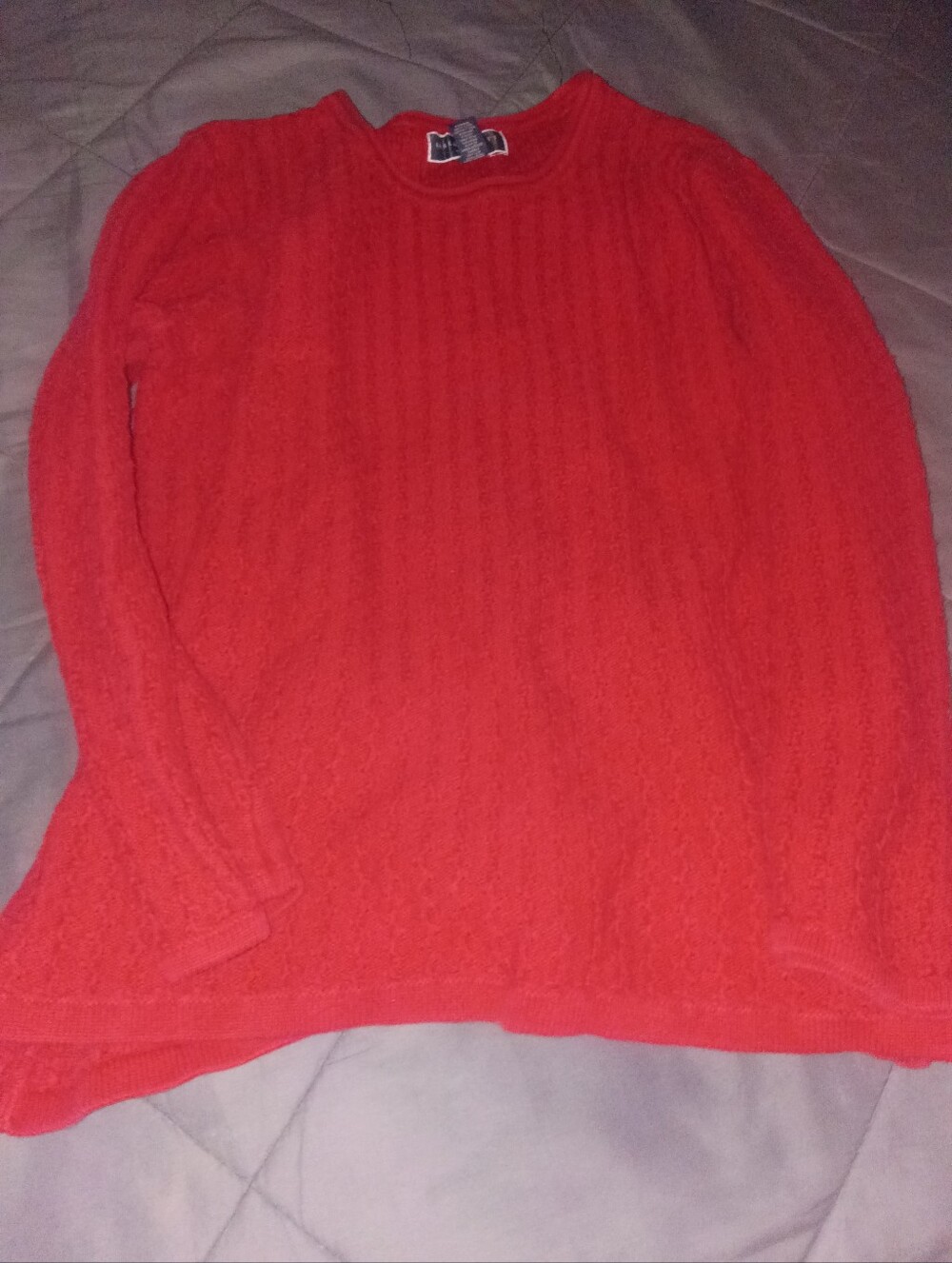Karen Scott Red Cable-Knit Crewneck Sweater